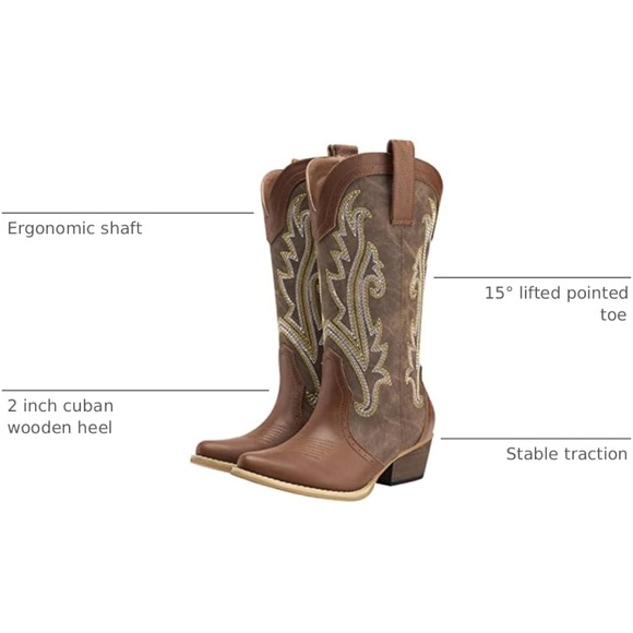 Brown and Tan Western Cowboy Boots Rollda Boots Only Worn a Few Times - Picture 8 of 16